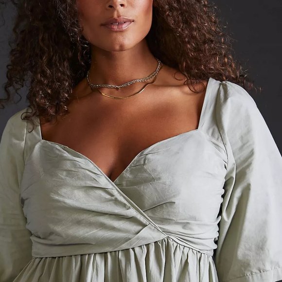 Anthropologie Dresses & Skirts - Anthro Let Me Be Ruched Puff-Sleeved Babydoll Mini Dress  2X